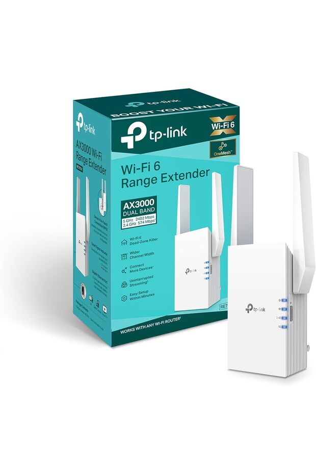 - موسع نطاق Wi-Fi 6 ثنائي النطاق AX3000-RE705X