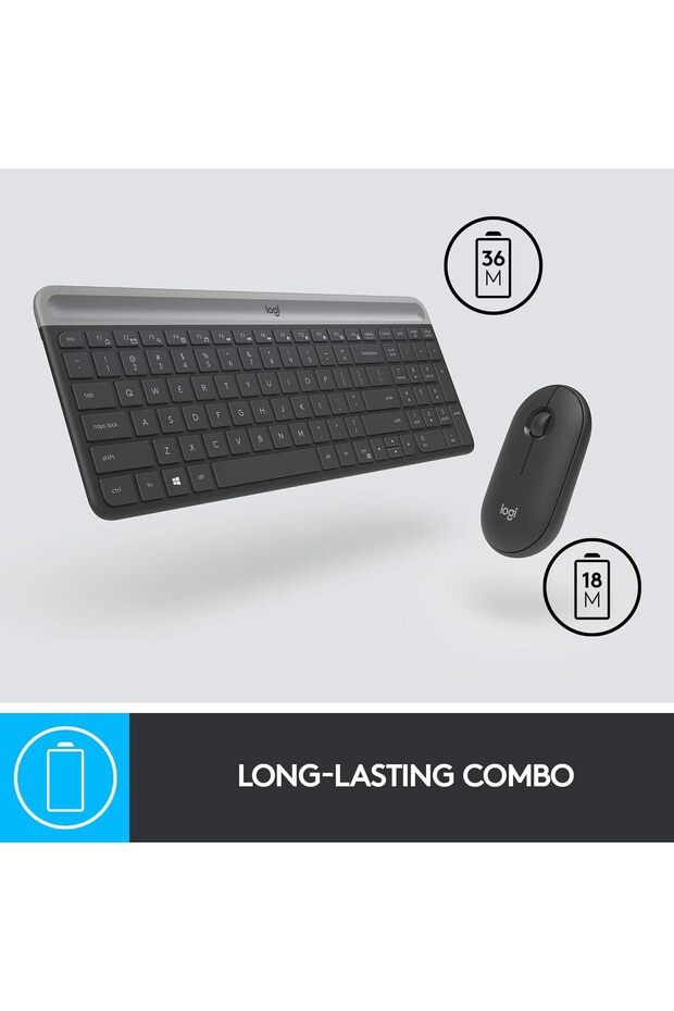 مجموعة لوحة مفاتيح وماوس لاسلكية رفيعة MK470 - 2