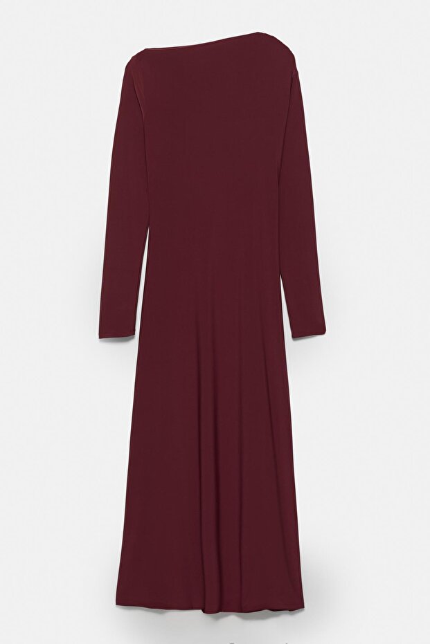 Drape detaylı yumuşak midi elbise - 7