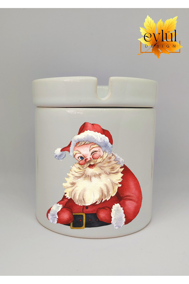 Christmas Themed Santa Claus Printed Special Design Ceramic Ashtray Odorless Incense Burner