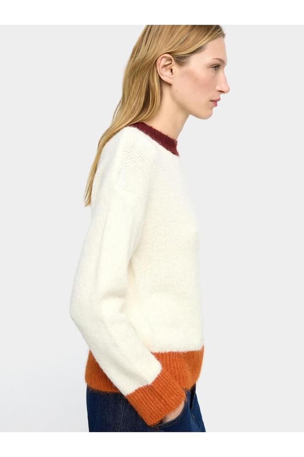 Kontrast Kenarlı Örme Kazak - 3