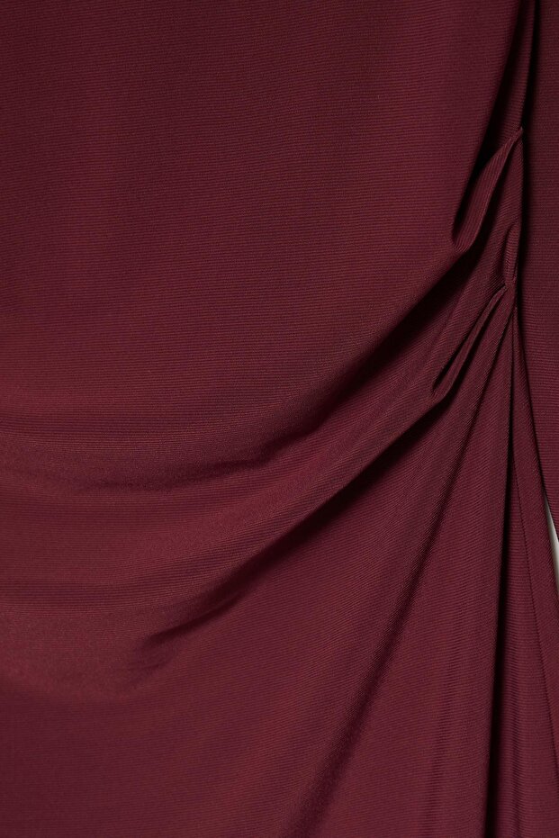 Drape detaylı yumuşak midi elbise - 6