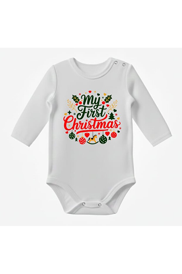 Special Design Licensed First Christmas New Year's Day Long Sleeve Baby Bodysuit
