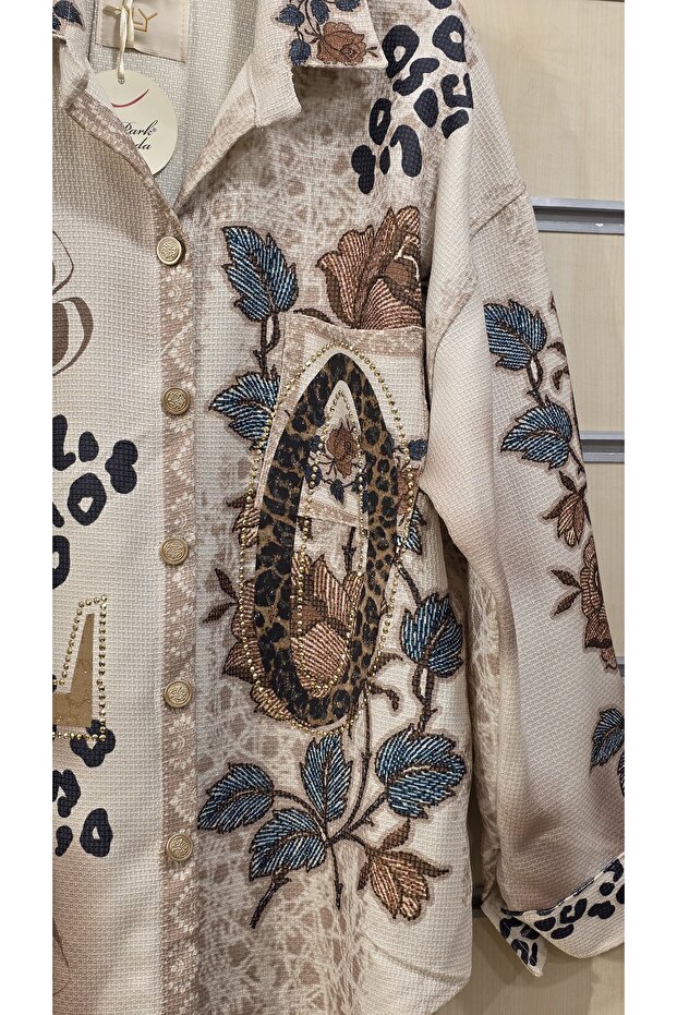 Shirt Leopard Pattern Stone Detail - 4