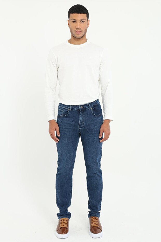 Men's Regular Fit M.Navy Blue Jeans