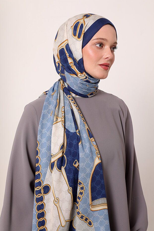 شال حريري منقوش بسلسلة - 2