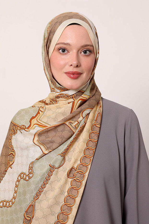 Chain Patterned Silk Shawl - 1