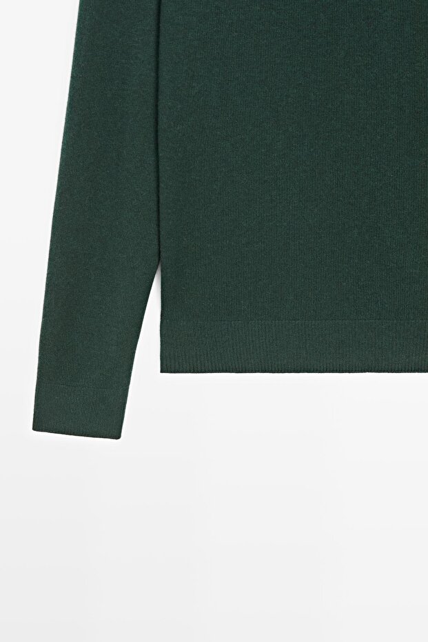 Bisiklet yaka pamuklu yünlü triko kazak - 7