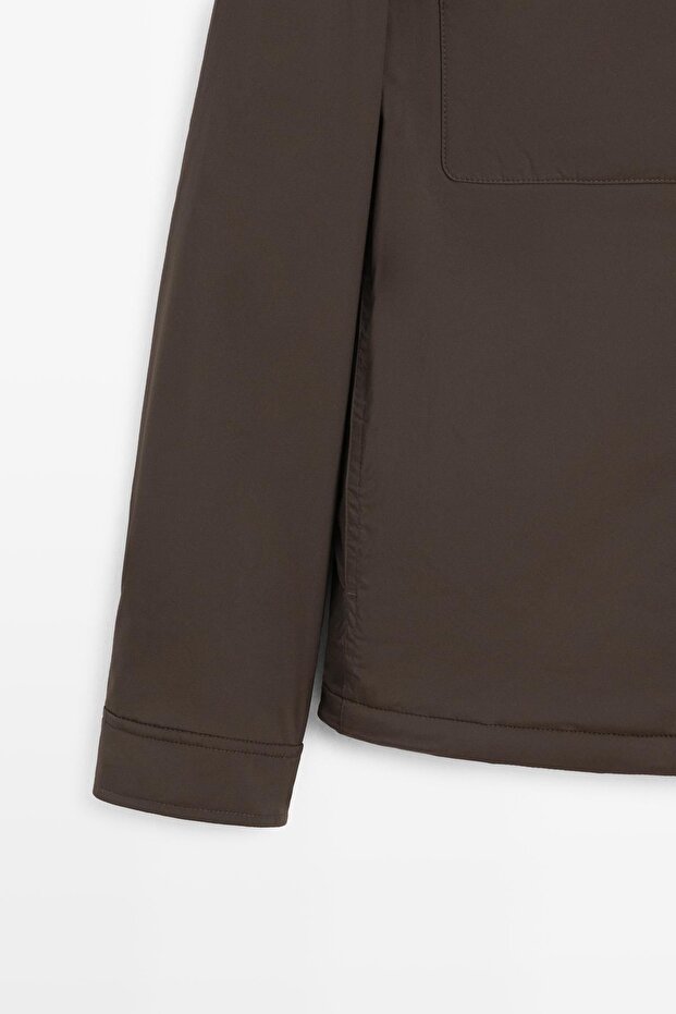 Yaka parçalı cepli ince ceket - 7