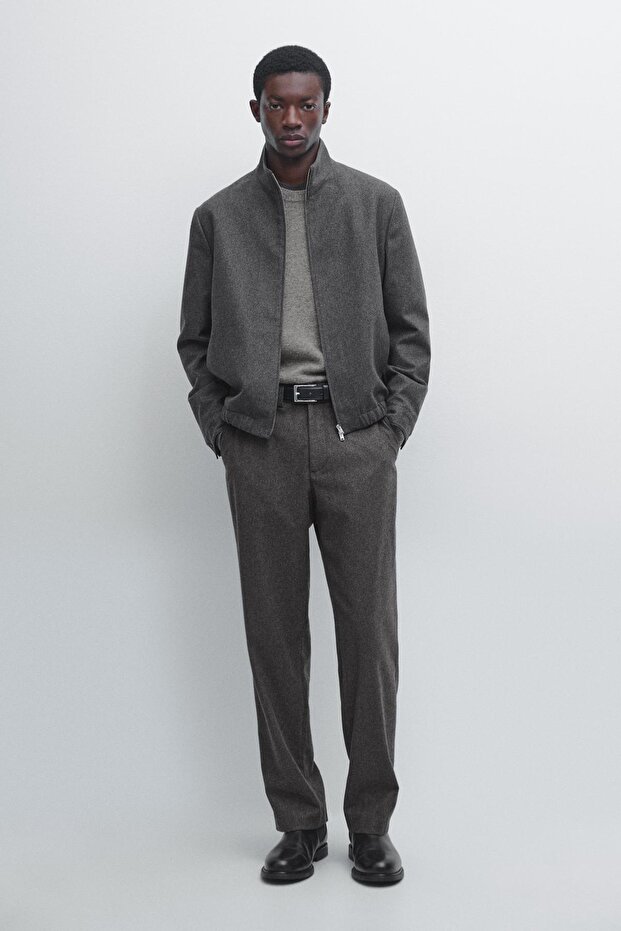 Yün karışımlı bomber ceket - 1