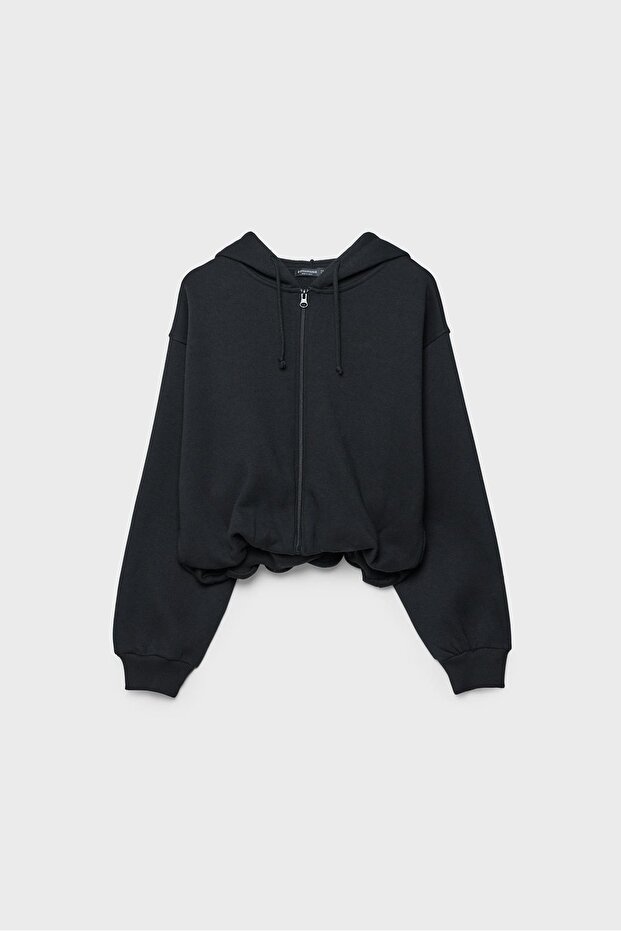 Baskılı kapüşonlu bomber sweatshirt - 6