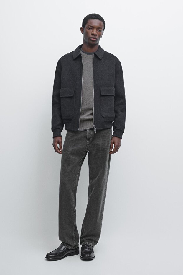 Cepli yünlü ceket - 1