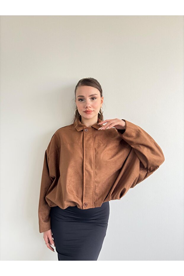 Süet Oversize Bomber - 3