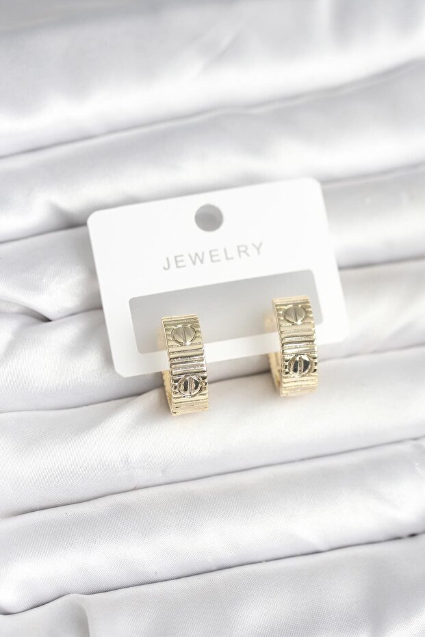 Brass Gold Color Hoop Women's Earrings - Ebj251201W38493