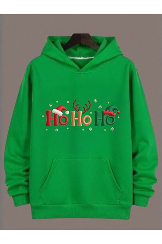 Unisex Long Sleeve Transfer Merry Christmas Ho Ho Ho Christmas Printed Crew Neck Sweatshirt