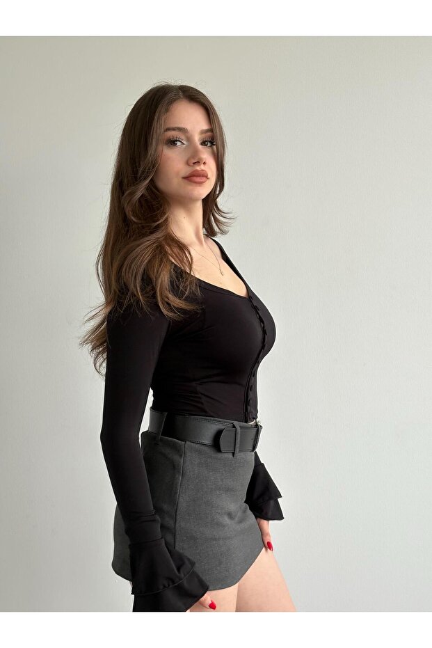 Kemerli Şort Etek - 8