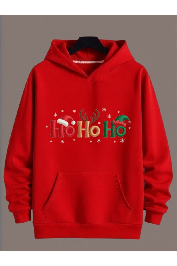 Unisex Long Sleeve Transfer Merry Christmas Ho Ho Ho Christmas Printed Crew Neck Sweatshirt
