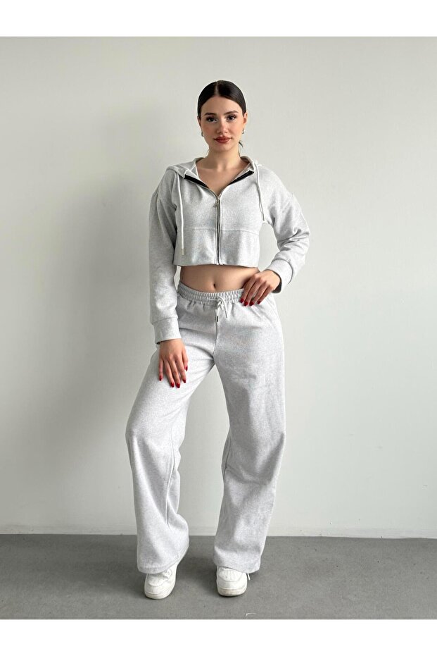 Fermuarlı Selanik Örme Oversize Takım - 1