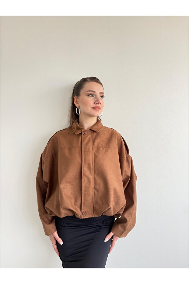 Süet Oversize Bomber - 7