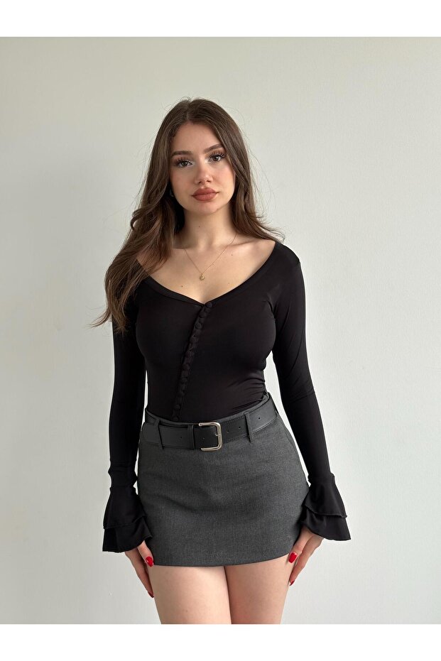 Kemerli Şort Etek - 5