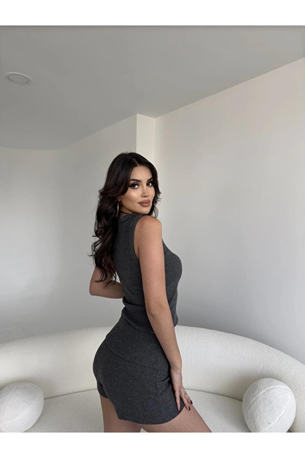 Fitilli Şort Crop Basic Takım - 2