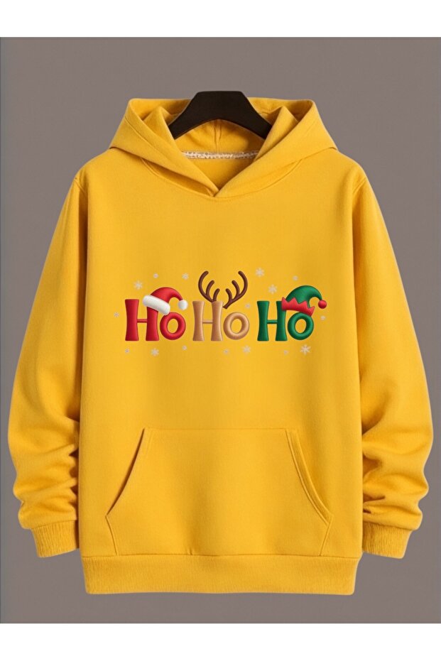 Unisex Long Sleeve Transfer Merry Christmas Ho Ho Ho Christmas Printed Crew Neck Sweatshirt