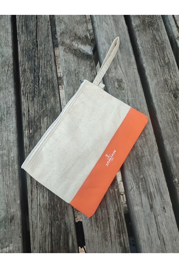 Portfolio Bag, Clutch Bag, Strap Handbag and Wallet, Natural Canvas Handbag