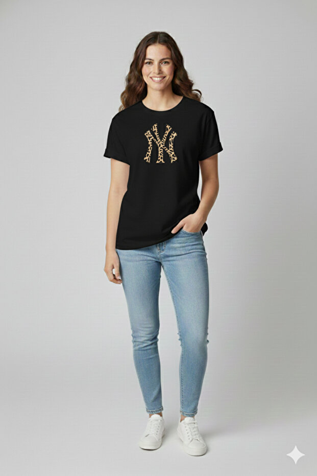 Women's Black Ny Printed T-Shirt -New York