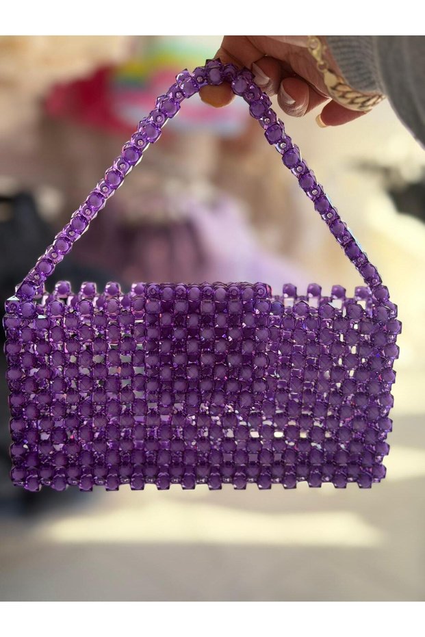 Women's Purple Beaded Handbag