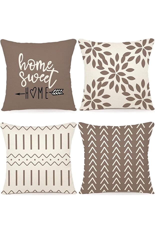 Throw Pillow Covers 4-Piece 45x45cm (Khaki)