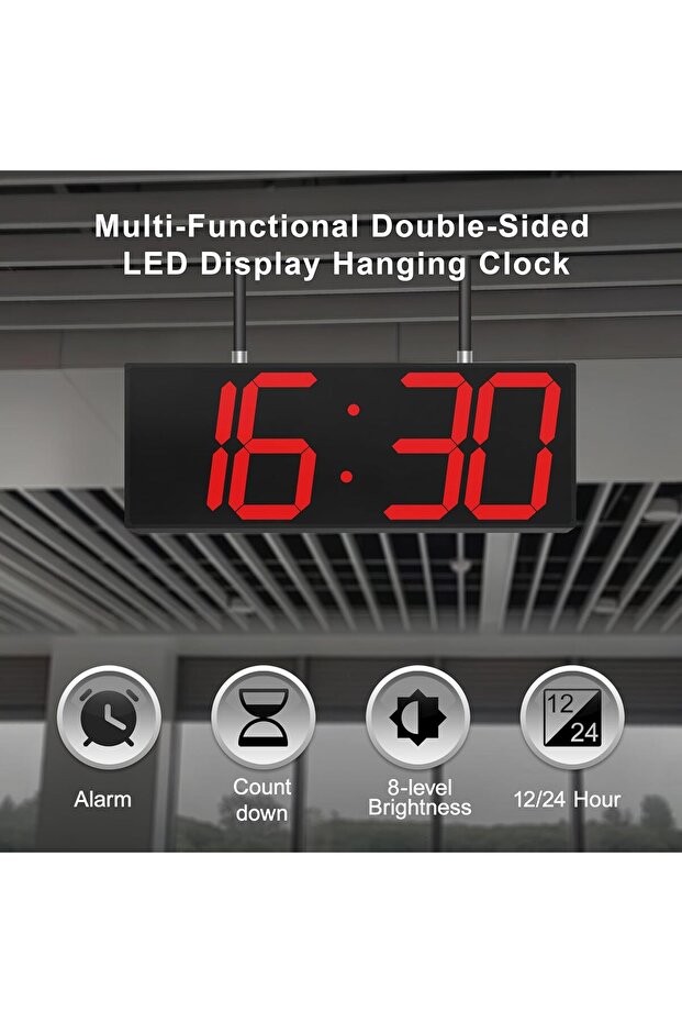 Double-Sided Digital Wall Clock (Red) - 4