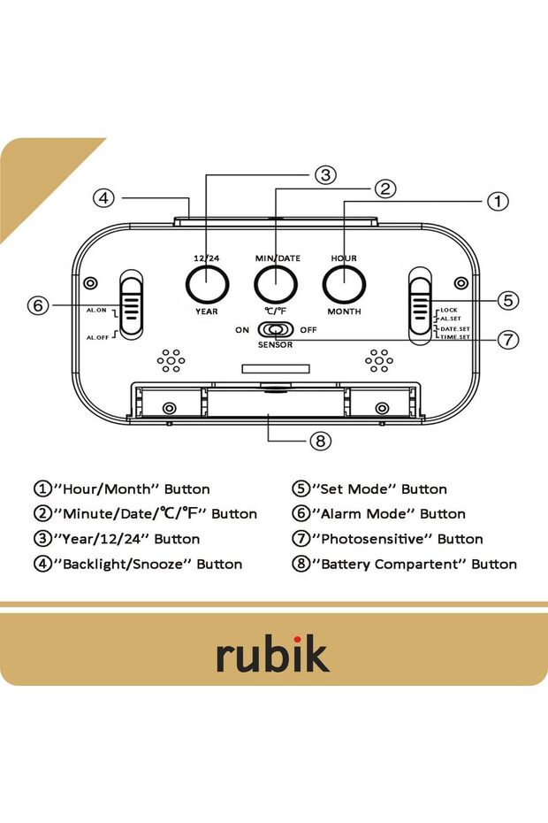 Loud Digital LED Alarm Clock - Large Display, Backlight, Temperature, Date, Snooze - 3