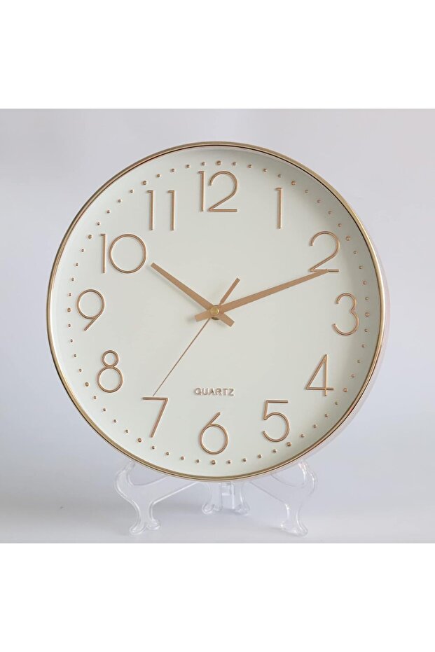 Rose Gold 30cm Decorative Wall Clock (Ultra-Quiet, Battery Operated)
