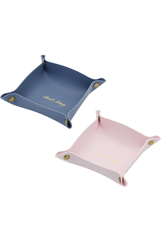 Leather Organizer Tray Set - 2 Pieces PU Leather Catchall