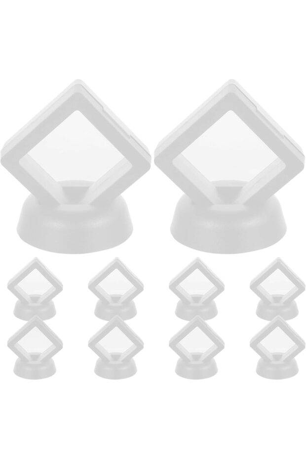 Jewelry Floating Display Box for Rings and Necklaces - 10 Pack Clear Film Organizer