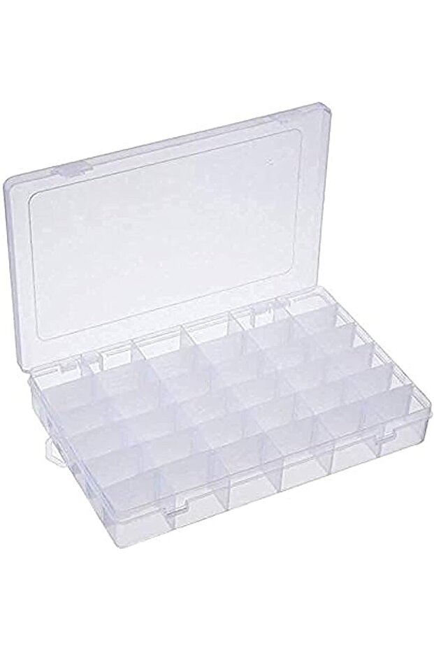 Plastic Adjustable Removable Grid Big Slot Box (White, 36grids)