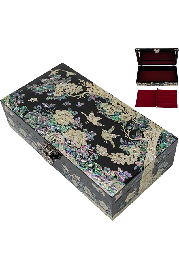 Mother of Pearl Large Jewelry Box with Ring Tray