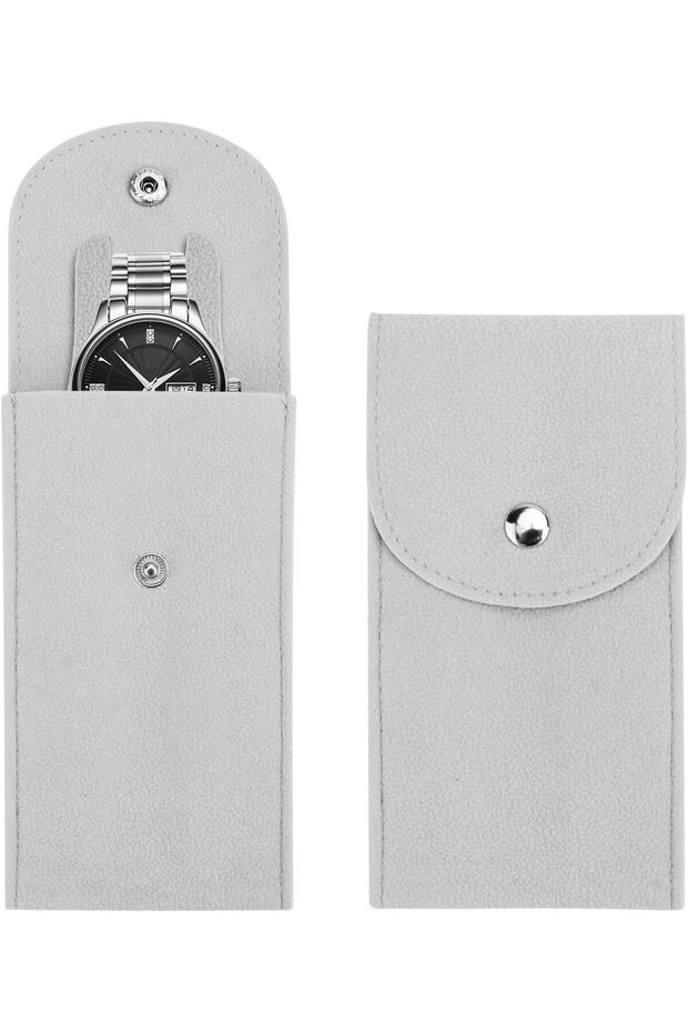 2PCS Flannelette Watch Pouch Travel Storage Bag (Gray)