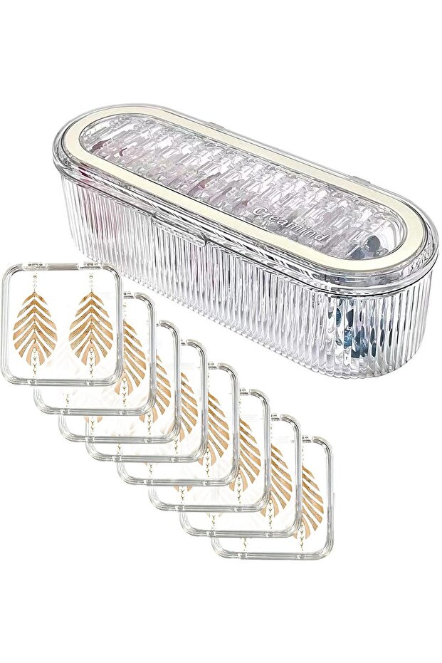 Acrylic Jewelry Organizer Box with 13 Portable Anti-Tarnish Small Clear Storage