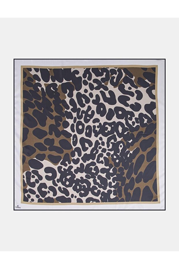 Eșarfă cu model leopard verde - 1