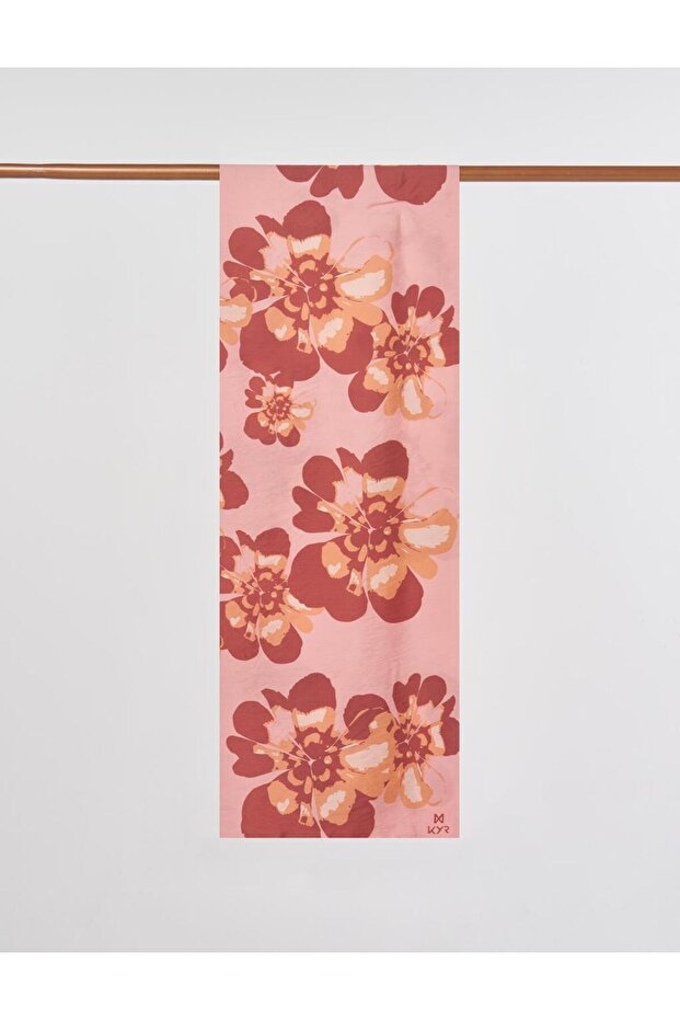 Multi Floral Patterned Viscose Shawl Pink