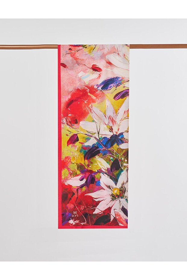 Flower Pattern Viscose Shawl Red - 1