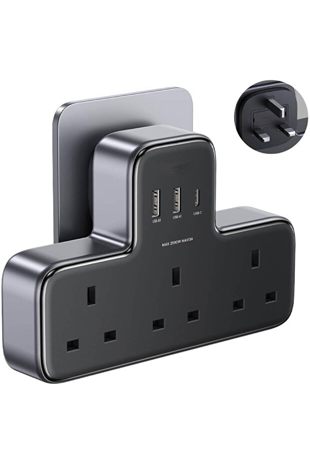 6-in-1 Surge Protector Power Strip with 3 AC Outlets & PD30W (2x USB-C, 1x USB-A)
