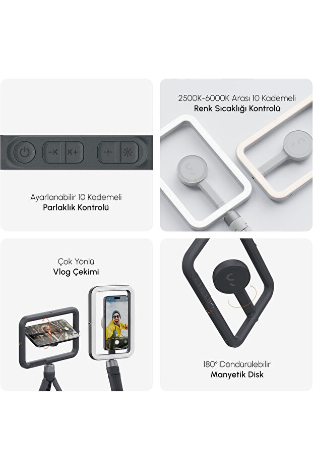 SnapStudio Light Manyetik LED Ring Işık, Stone - 3