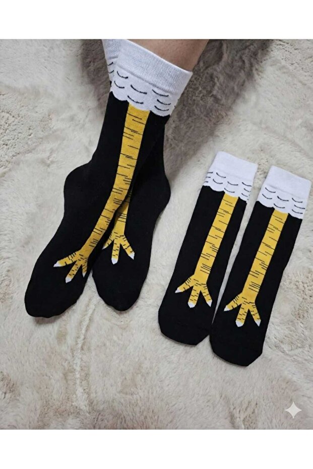 TAVUK AYAĞI TASARIMLI ÇORAP - 1