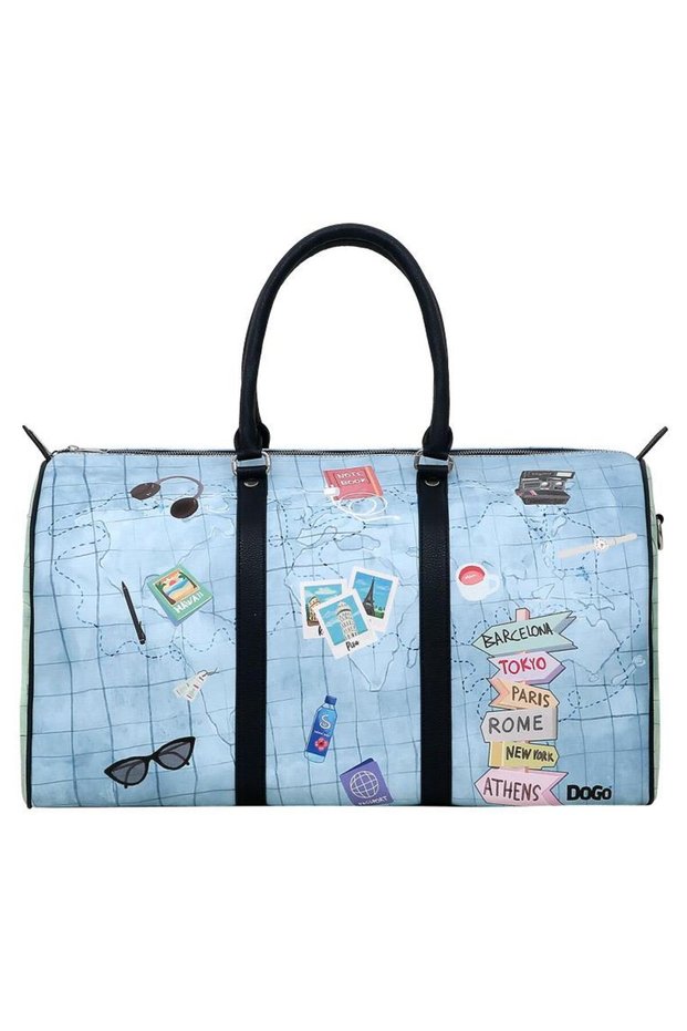 Women's Vegan Leather Blue Travel Bag - Ready to Travel Design