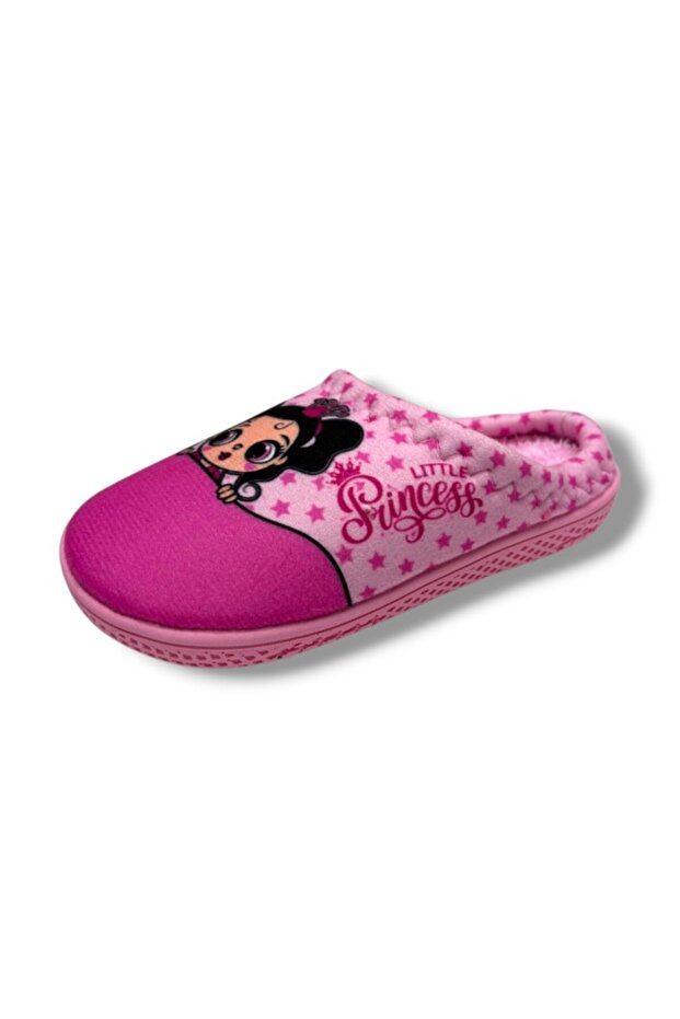 16676-26 Princess Patterned Thermal Girls' Home Slippers 27-30