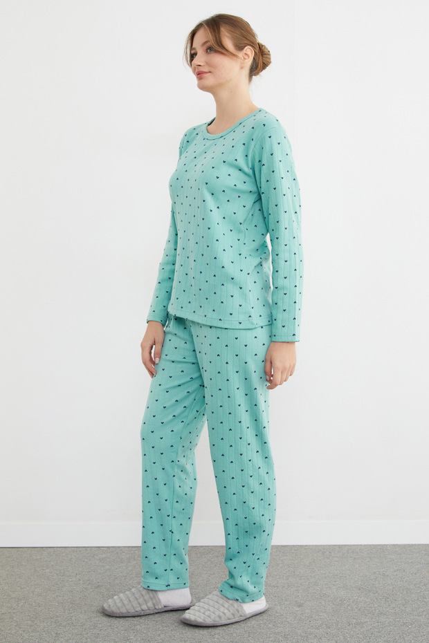 طقم بيجامة بطبعة قلب مقاس كبير - 6