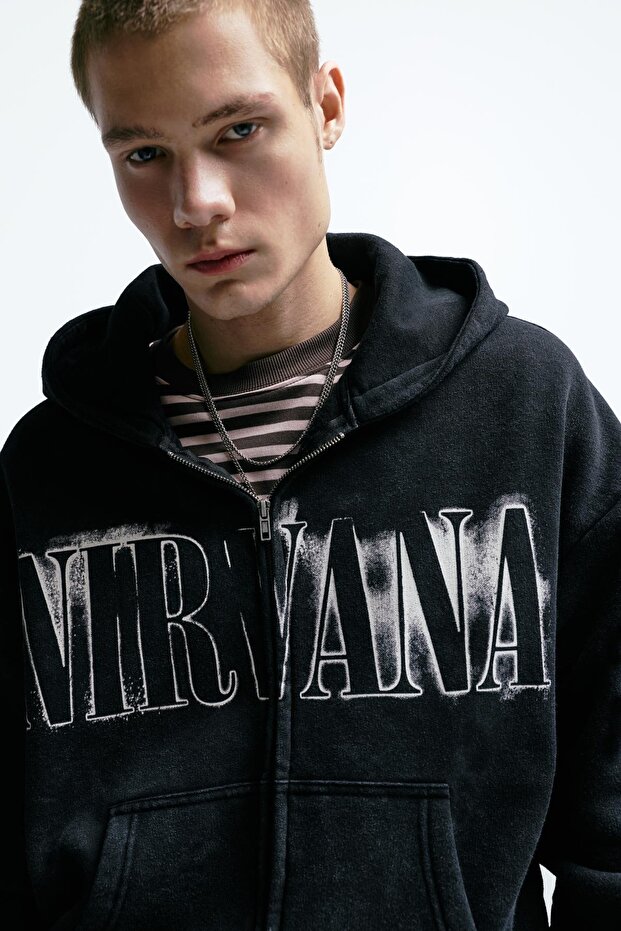 Nirvana fermuarlı kapüşonlu sweatshirt - 5