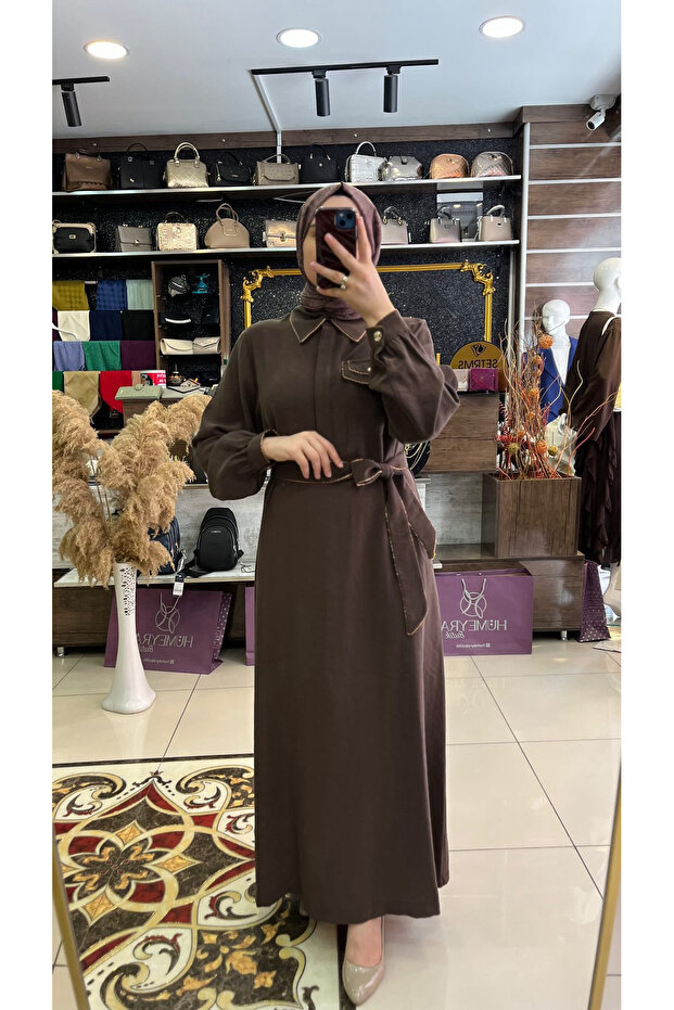 Cep detaylı elbise - 1